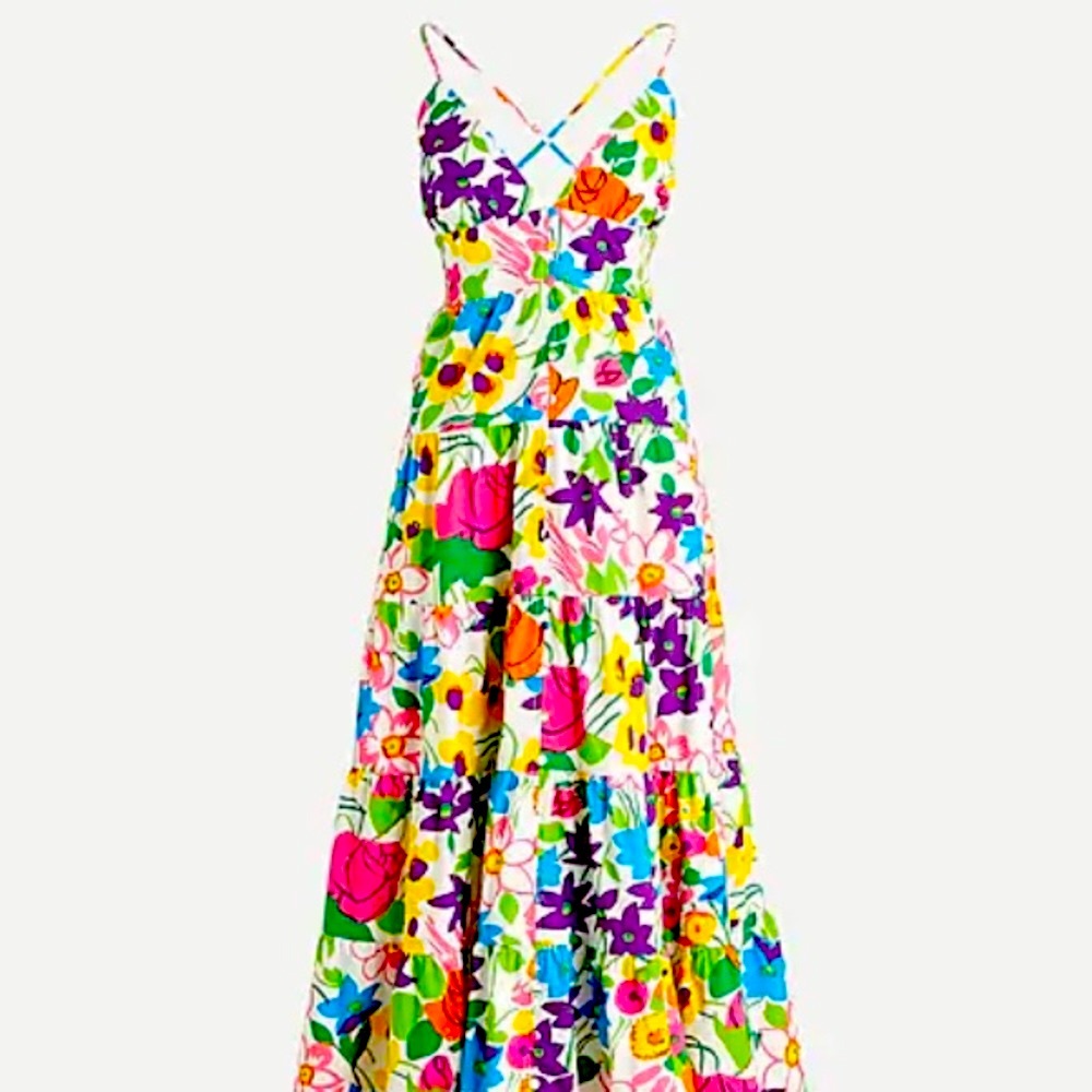 NWT J Crew Cotton-poplin dress in vibrant garden